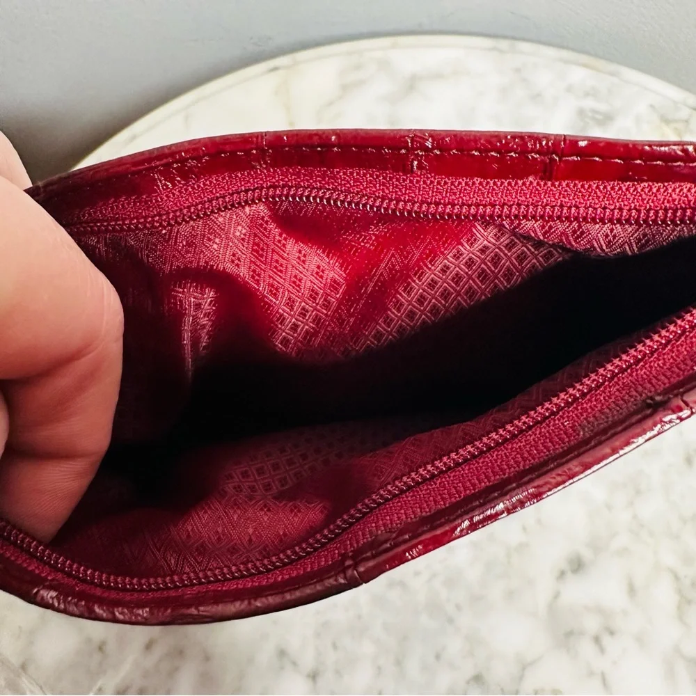 Vintage Eel Skin Zip Pouch or Clutch in Wine